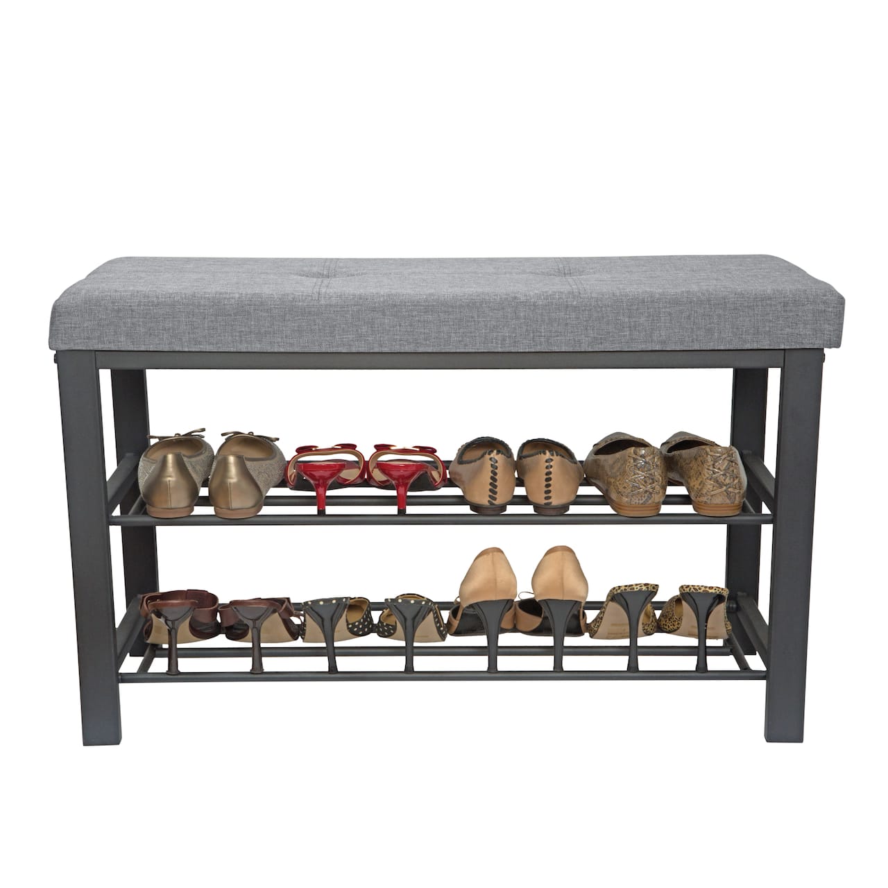 Simplify Gray Entryway Bench with Shoe Storage